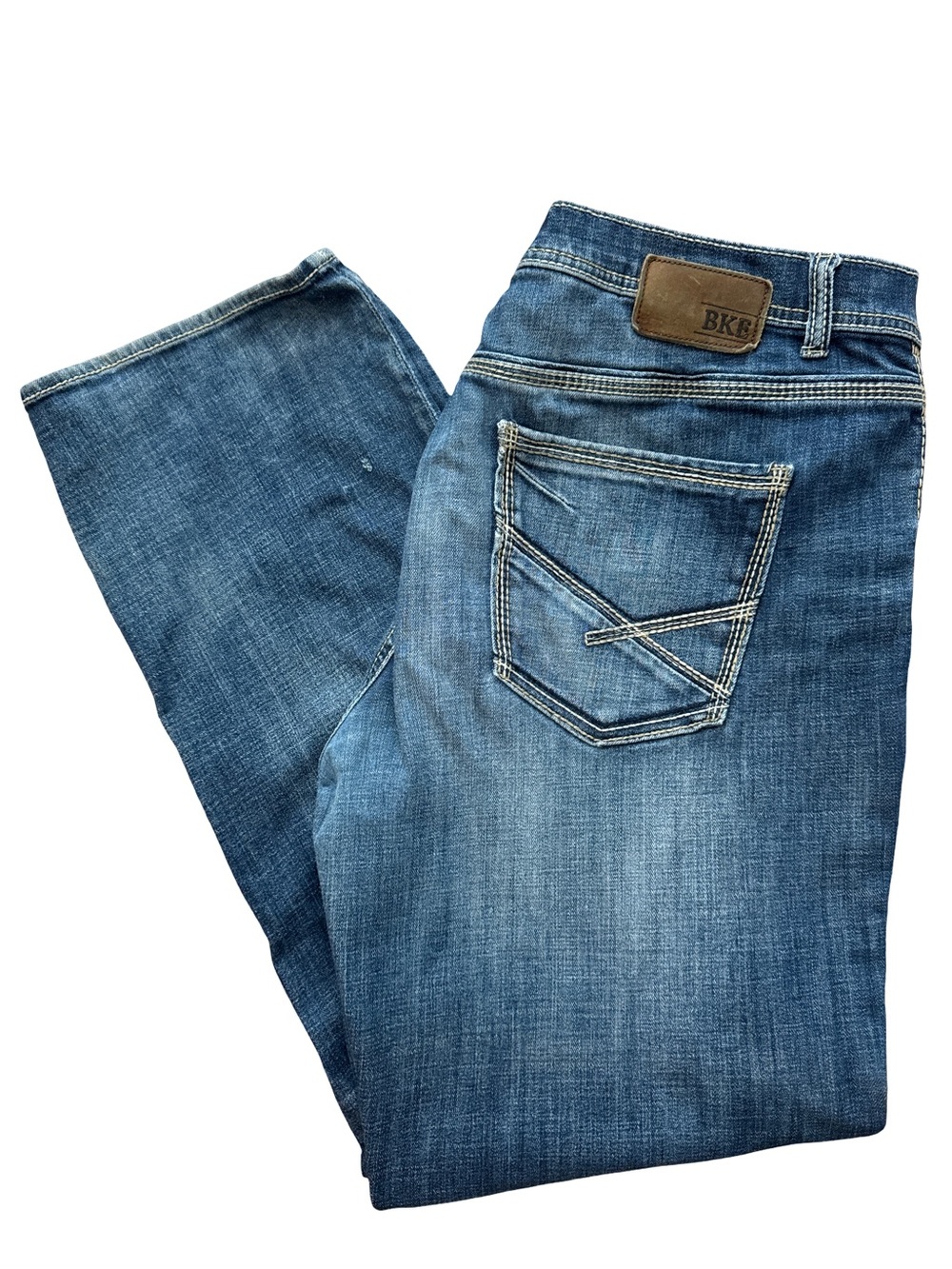 BKE Tyler Straight Leg Jeans Men’s Size 42R Dark Denim Embroidered Logo Casual